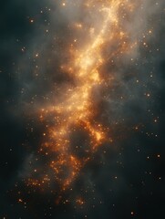 Wall Mural - ethereal golden nebula with sparkling stars against a dark cosmic backdrop creating a celestial atmo