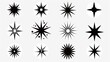 © Color - Stunning Vector Collection: Diverse Black Sparkle Icons and Star - Shaped Symbols on White