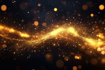 Canvas Print - ethereal golden light particles dance across a dark backdrop creating a magical and enchanting atmos