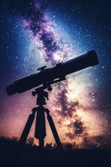 Wall Mural - a telescope sitting on a sturdy tripod, ready for observation