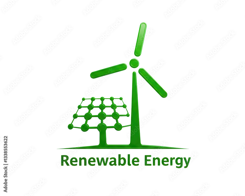 Eco-friendly logo design with solar panel and wind turbine symbolizing ...