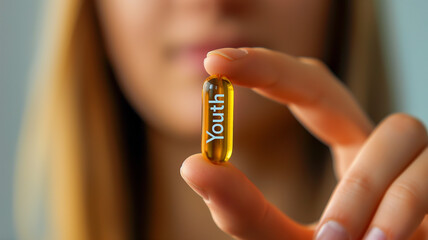 Aufkleber - This person holds a Youth capsule, symbolizing progress in genetic modification and bioengineering.