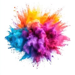 Wall Mural - vibrant explosion of colorful powder paint on a white background creating a dynamic and artistic vis