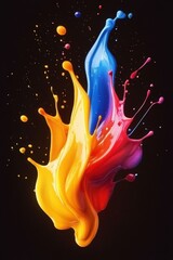 Wall Mural - vibrant paint explosion on black canvas captures the essence of artistic expression and creative ene