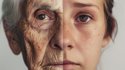 Aufkleber - This illustrative comparison showcases the effects of genetic modifications on aging and youth.