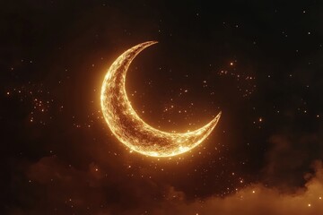 Wall Mural - a bright moon shines in a dark night sky, great for illustrations or backgrounds