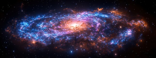 Panoramic View of the Milky Way Galaxy with Blue and Purple Colors 