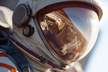 Wall Mural - a detailed view of a person wearing a space suit, suitable for sci-fi or futuristic themed projects