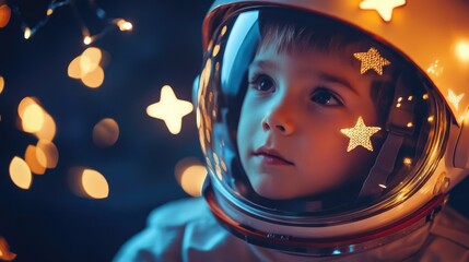 Wall Mural - a young child dressed in a space-inspired costume, perfect for halloween or a science-themed party