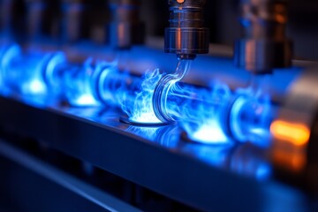 Fototapete - Innovative technology showcases colorful plasma reactions in a modern laboratory during experimental research