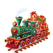 © Salindu - Christmas-themed vector of a toy train carrying isolated on transparent background