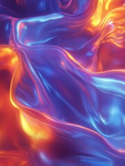 Canvas Print - iridescent flowing fabric with vibrant colors and smooth texture creating a mesmerizing abstract des