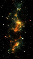 Wall Mural - abstract cosmic network of interconnected glowing nodes in dark space background with vibrant colors