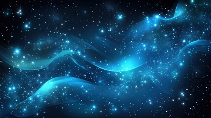 Wall Mural - ethereal cosmic nebula with glowing stars and azure energy waves in a captivating celestial design f