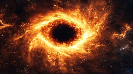 Wall Mural - fiery cosmic vortex in deep space swirling nebula with a black hole at the center celestial phenomen
