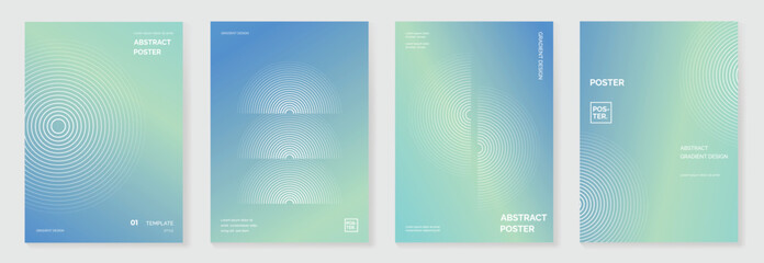 Aufkleber - Abstract line wave poster background vector set. Minimalist cover template with vibrant perspective line wave in motion. Ideal design for social media, cover, banner, flyer, music, ads.