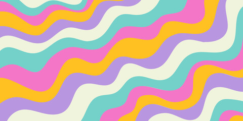 Aufkleber - Abstract Geometric Wavy Background. Cool Funky Art Vector Design. Groovy Trippy Hippy Pattern. Psychedelic Y2k Texture. Retro Fun Bg.