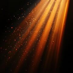 Canvas Print - golden light rays illuminating dark background with sparkling dust creating a magical atmosphere for