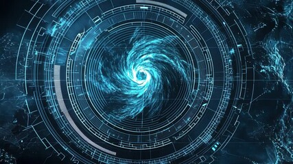 Wall Mural - abstract digital vortex with glowing blue swirls and detailed geometric patterns, representing scien