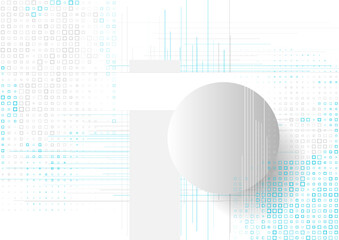 Poster - tech minimal geometric abstract background with paper circle and square dots. vector concept graphic