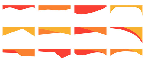 Wall Mural - set of modern header designs featuring vibrant red and orange gradients with wave and geometric shapes. Ideal for banners, websites, and social media graphics.