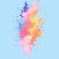 Wall Mural - abstract explosion of vibrant colors on light blue canvas creating a dynamic and artistic splash eff