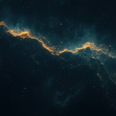 Wall Mural - ethereal nebula landscape with golden light and celestial stars in dark space for cosmic wonder and 