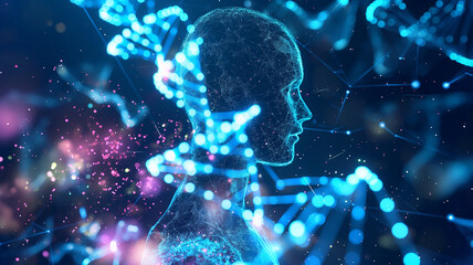 Leinwandbilder - The artwork depicts a futuristic vision of youth genetic enhancements via bioengineering.