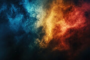 Wall Mural - ethereal cosmic nebula with vibrant blue orange and red hues creating a captivating space background