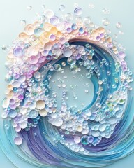 Wall Mural - ethereal wave of iridescent bubbles and pastel circles creating a dreamy and calming visual symphony