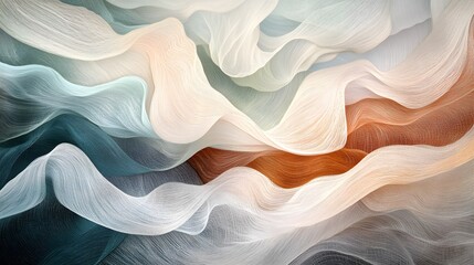 Poster - Soft Abstract Waves with Flowing Colors in Light Pastel Tones