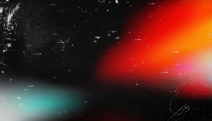 Poster - grunge cosmic abstract background with red and blue light flares, scratched texture, and colorful lens effects

