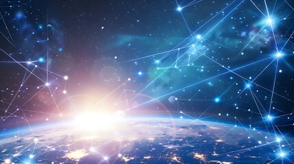 seamless deep space satellite array pattern with interconnected nodes capturing cosmic data futurist