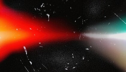 Poster - grunge cosmic abstract background with red and blue light flares, scratched texture, and colorful lens effects

