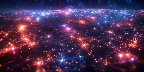 Poster - Abstract Digital Network Visualization with Glowing Lights and Colors