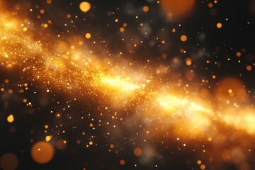 Canvas Print - golden light stream with sparkling particles and bokeh effect against a dark background for festive 