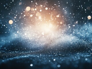 Canvas Print - ethereal luminescence on a dark blue canvas creating a dreamy celestial atmosphere with sparkling li
