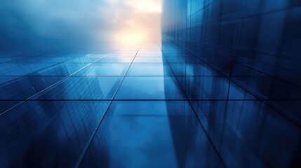 Wall Mural - blurred reflexive business background of modern skyline office building. futuristic business office.