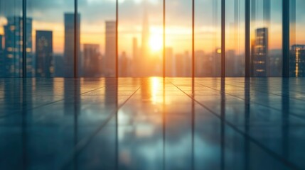 Wall Mural - blurred reflexive business background of modern skyline office building. futuristic business office.