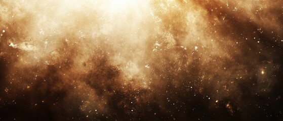 Canvas Print - ethereal golden nebula in deep space with sparkling stars cosmic background for science fiction and 