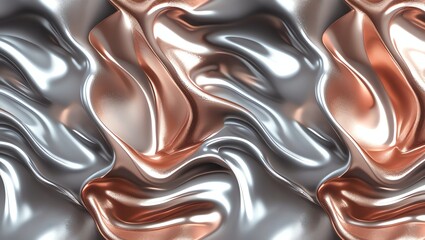Wall Mural - abstract rose gold and silver liquid metal swirls: a luxurious textured background