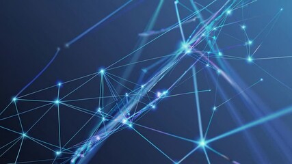 Wall Mural - seamless loop abstract digital network illustration depicting a blue and purple geometric connection