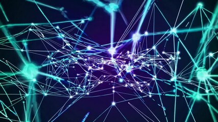 Wall Mural - seamless loop abstract visualization of interconnected geometric lines and nodes representing a netw