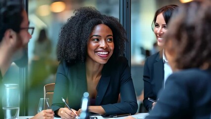 Poster - A diverse group of skilled professionals, working collaboratively in a modern office setting, are engaged in a productive discussion, effectively showcasing teamwork in a dynamic business environment
