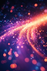 Wall Mural - abstract neon light trails with vibrant bokeh effect in a dynamic digital background