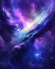 Wall Mural - ethereal cosmic cloudscape with vibrant purple and blue hues creating a celestial and dreamy atmosph