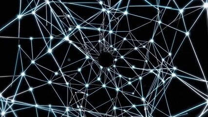 Wall Mural - seamless loop abstract digital illustration of a complex web of interconnected lines and nodes on a 