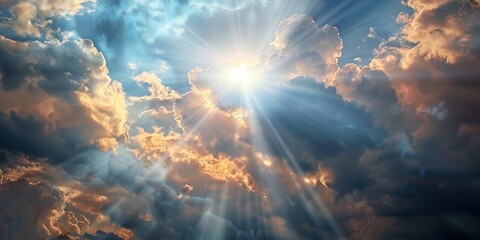 Wall Mural - dramatic clouds illuminated by sunlight