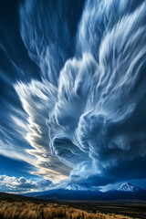 Wall Mural - a dramatic sky with storm clouds gathering over the landscape, symbolizing an impending natural disa