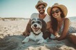 © AnaBeln - Dog and couple owners at the beach enjoying summer